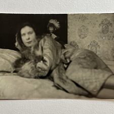 Vintage RPPC Real Photograph Postcard Beautiful Flapper Woman Laying In Bed Doll picture