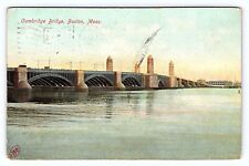 Vintage Postcard Massachusetts, Cambridge Bridge , Boston  MA. c1908 Antique picture