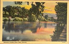 Reno Nevada Truckee River Scenic View Vintage Linen NV PC Postcard 1941 picture