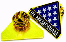 IN MEMORIAM FOLDED FLAG Military Veteran Hero Hat Pin picture