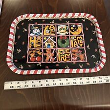 VTG 2000 MARY ENGELBREIT Christmas/Holiday Painted Rectangular Tin Tray picture