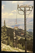 Aspen Colorado Ajax Mountain Chairlift Kids on Ski Lift Vintage Chrome Postcard picture