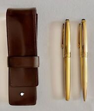 MONTBLANC Meisterstück Solitaire FP + RB Set - Gold plated - in Leather Pouch picture