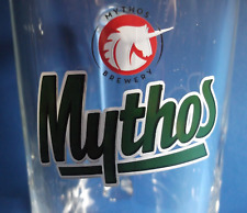 GREECE MYTHOS LAGER GREEK BEER CLEAR TALL HANDLED GLASS 0.5L UNICORN LOGO NEW N2 picture