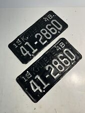 Vintage Kansas License Plates Pair 1948 Silver And Black 41-2860 picture