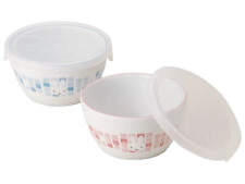 Miffy Mosaic Art Pack Porcelain Bowl Pair Set  Lids Gift Box Made In Japan NEW picture