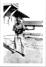 American Soldier Aiming M1903 Bayonet Camp Roberts CA WW2 1940s Vintage Photo picture