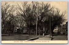 Council Bluffs Iowa~Street View Of Bayliss Park Looking North~B&W~Vtg Postcard picture