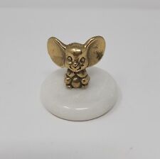 Vintage Brass Mouse Paperweight Marble Base 2”  picture
