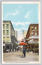 Postcard New Orleans Louisiana Busy Canal and Royal Streets picture