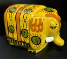 Vintage Elephant Piggy back Italian ceramic pottery Hand Painted picture