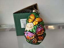 Slavic Treasures Poland glass Christmas ornament w/ box natural beauty butterfly picture