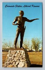 Liberal KS-Kansas, Coronado Statue, Antique Vintage Souvenir Postcard picture