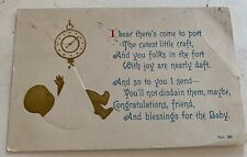 Embossed Postcard Gold Baby In Scale Congratulations picture