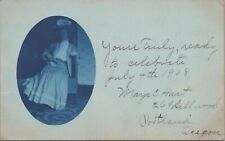 RPPC Cyanotype Postcard July 4 1908 May Hart Portland Oregon OR  picture