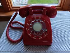 Vintage ITT Red Rotary Dial Desktop Telephone w/ Phone Cord 1970