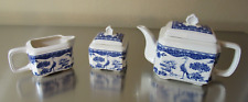 Wade Egland Blue & White Crane Pattern Lidded Teapot Creamer Lidded Sugar picture