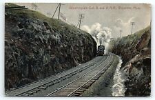 c1910 WORCESTER MASS BLOOMINGDALE CUT B. AND A. R. R. RAILROAD POSTCARD P2446 picture