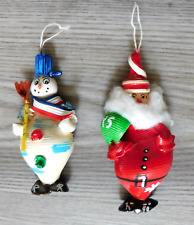VTG  1993 Lot of 2 Handmade Pasta Art Christmas Hanging Ornaments Santa Snowman picture