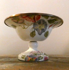 MACKENZIE-CHILD'S  MORNING GLORY ENAMEL SMALL, PEDESTAL COMPOTE,NEW,RETIRED picture