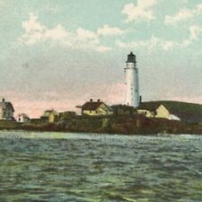 Boston Light Harbor Lighthouse Massachusetts c.1900s Vintage Postcard picture