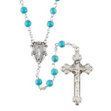 Faux Turquoise Gemstone Rosaries Catholic Rosery Gifts for Women Girl Men Boy picture