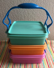 Tupperware Lunch Box Containers w/ Carry all Handle Set of 3 4 Cups New picture