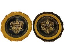Vintage Erzincanlilar Etched Turkish Copper Decorative ArtWall Plates Set of 2 picture