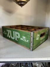 Vintage 7UP  - Wooden Green Soda Pop Beverage Crate The Un-Cola picture