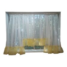 Retro Cafe Curtains Vtg 60s Yellow Daisies Swiss Dot Sheer Cottage Granny Kitsch picture