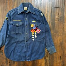 Vintage 60s BSA Boy Scouts Cub Shirt Blue Button Up Uniform Flawed Pins picture
