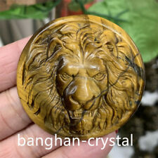 A++Natural Tiger's eye Quartz Hand Carved Lion Skull Crystal Reiki healing 1pc picture