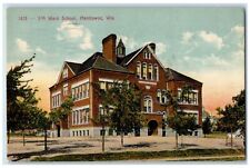 1910 Exterior View 5th Ward School Building Manitowoc Wisconsin Vintage Postcard picture