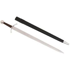 Medieval Arming Sword Carbon Steel Blade SCA Knight One Handed Leather Scabbard picture