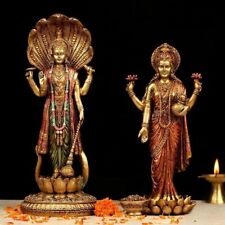 Lord Vishnu Laxmi Resin Statue Copper Finish Religious Figurine Hinduism God picture