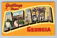 Atlanta GA-Georgia, LARGE LETTER Greetings, c1954 Vintage Souvenir Postcard picture