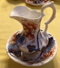 GAUDY WELSH 19th CENTURY MINI EWER & BASIN SET UNKNOWN PATTERN NICE CONDITION picture