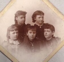 1890’s Young 5 Pretty Ladies School Girls CABINET CARD PHOTO picture