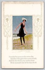 A Daughter of the Wave Vtg Antique Postcard Poem Bathing Beauty 1910's Sanford picture