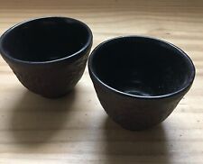Set of 2 Vintage 1960s Japanese Tea Bowls Cast Iron Cups 2.75