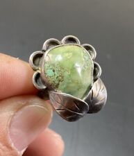 Vintage Navajo Native American Sterling Silver .925 Turquoise Leaf Design Ring picture