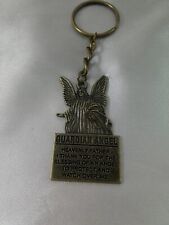 Vintage Guardian Angel Brass Tone Metal Keychain “Heavenly Father I Thank You” picture