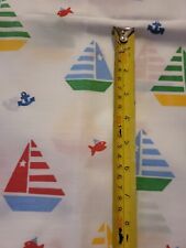 Funky retro vintage sailboats primary colors odd texture fabric material sewing picture
