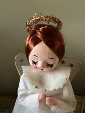Vintage 1960s Christmas angel tree topper with auburn hair,rare, excellent c picture