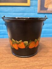 Vintage Hand Painted Pail With Strawberries 5.25x 6 Super Cute  picture