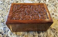 Vintage Hand Carved Wooden Jewelry Box/Animal Urn Handmade in India w/ Rosewood picture