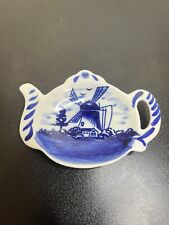 Vintage 1984 Blue Delft Porcelain Teapot Shaped Spoon/Trinket Dish Must See picture