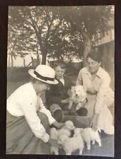 Oversized Early 20th c. Original Photo of Puppies & People picture