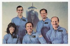 NASA Astronauts Challenger Five Crew Members Space 1980s Chrome Postcard picture