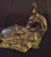 Vintage BRONZE Deer and Fawn  FOR DESK OR BOOKSHELF picture